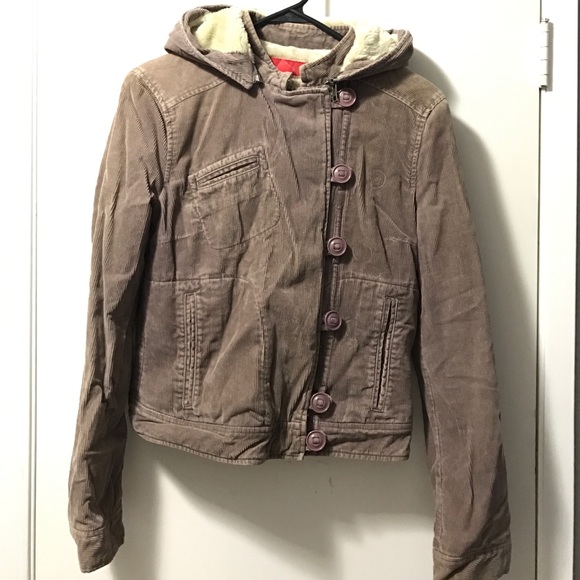 fcuk jeans brown jacket size 6 with removable hood