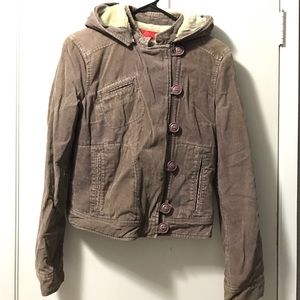 fcuk jeans brown jacket size 6 with removable hood