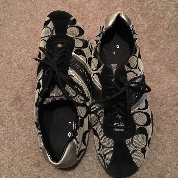 Black and grey coach shoes