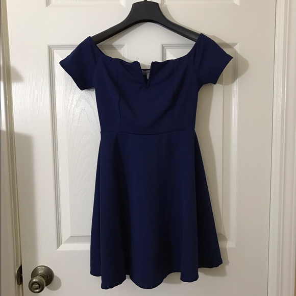 Charlotte Russe Off the Shoulder Navy Dress