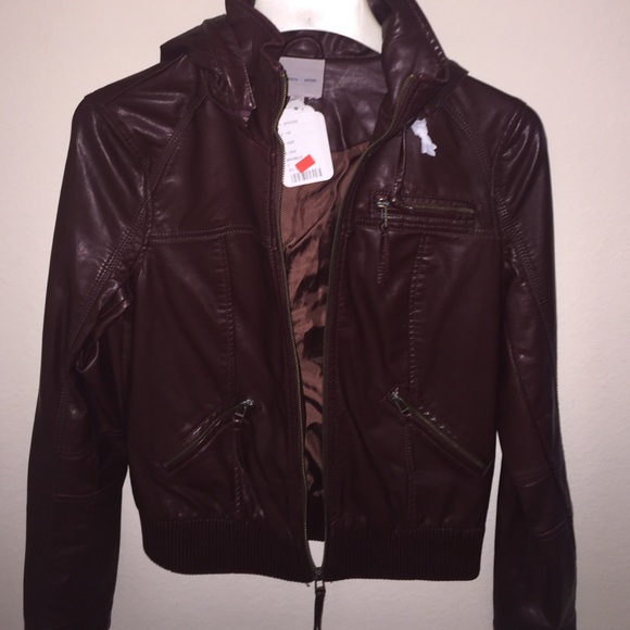 Silence + Noise Maroon Vegan Leather Biker Jacket - Picture 3 of 3