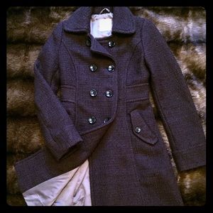 Dark brown tweed peacoat
