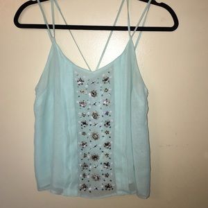 Mint slightly sheer blouse