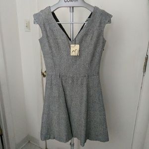 Gray Chevron Fit & Flare Dress