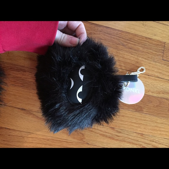 NWT ASOS Monki Fur Pom Pom Keychain With Face