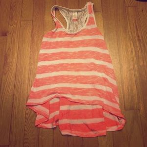 ❤️SOLD❤️NoBo Lace Back Hi Lo Tank Peach/White