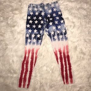 Red white & Blue flag leggings