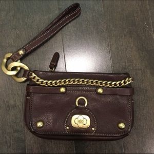Brown leather Juicy Couture wristlet