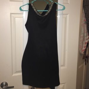 Black open back dress