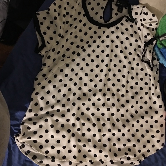 Black and white polka dot business top