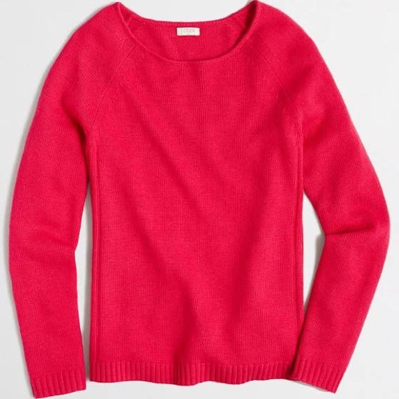 J. Crew Factory Sweaters - J. Crew Bright Rose Raglan Scoopneck Sweater