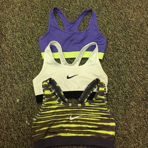 3 Nike sport bras. Hardly used.
