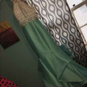 White And Turquoise Mermaid Style Dress - image 1