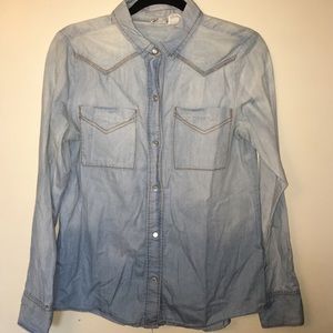Light denim wash button up