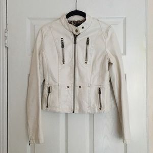 2b Bebe white faux leather jacket