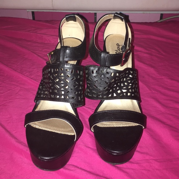 Charlotte Russe Black Strappy Wedges SIZE 8