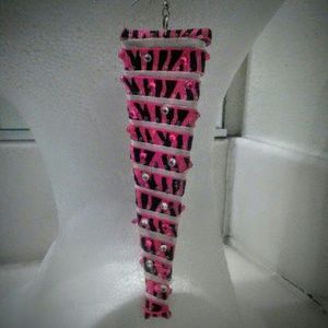 Pink Zebra Triangle Earrings