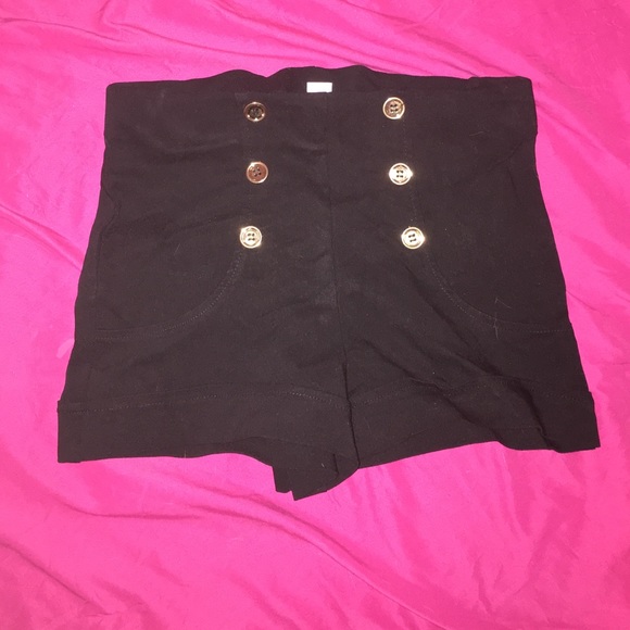 Wet Seal Black High Waisted Button Shorts SIZE S