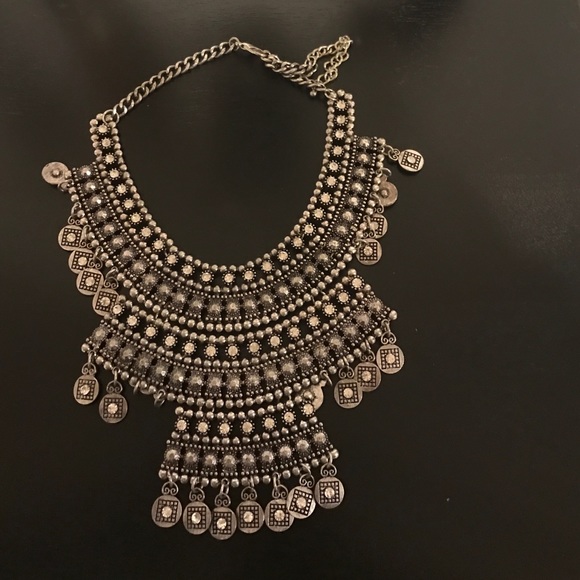 Statement silver necklace