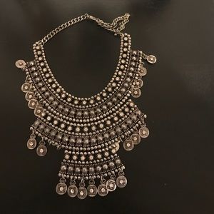 Statement silver necklace