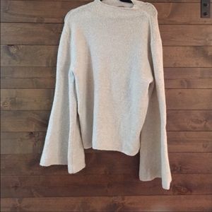 High neck bell sleeve sweater