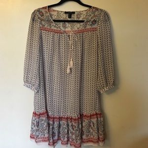 Sheer 3/4 sleeve flowy dress