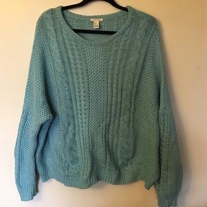 Aqua knitted sweater