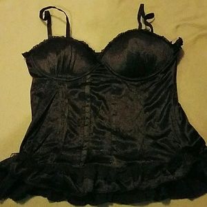Black satin bustier tank