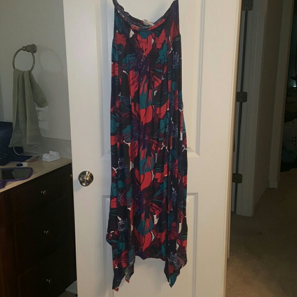 Roxy floral strapless dress XL