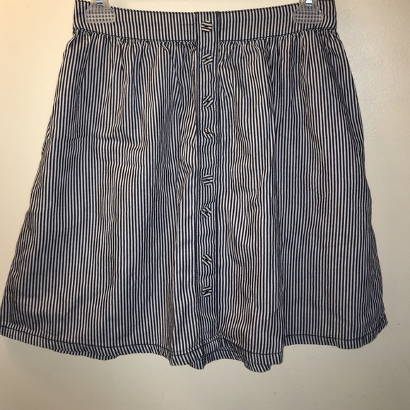 Blue and white striped flowy skirt