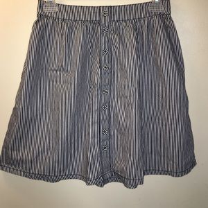 Blue and white striped flowy skirt