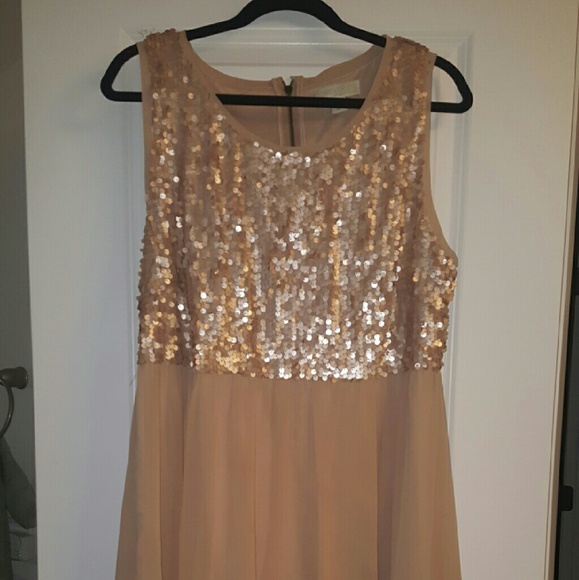 Forever21 champagne pink sequin chiffon mini dress