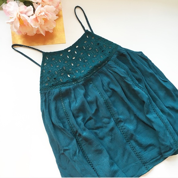 Aeropostale Tops - Teal Strappy Eyelet Tank