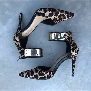 Gianni Bini Leopard Pointy Toe w Gold Ankle Strap