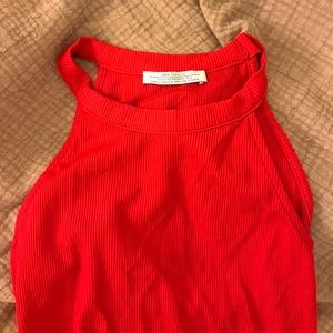 High neck, red bodysuit from ZARA