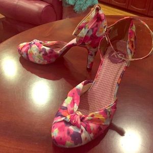 Floral multi colored heels