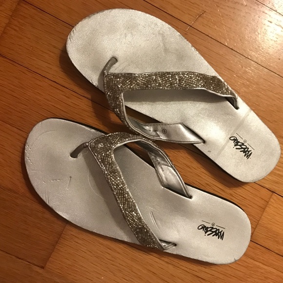 Silver flip flops