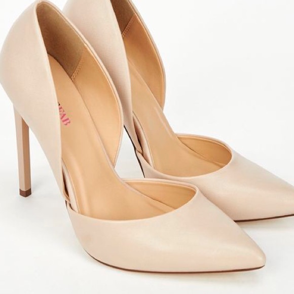 Justfab Nude pointed toe heels.