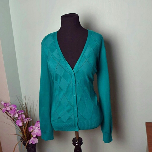 Sweaters - Gorgeous Teal Patterned Cardigan