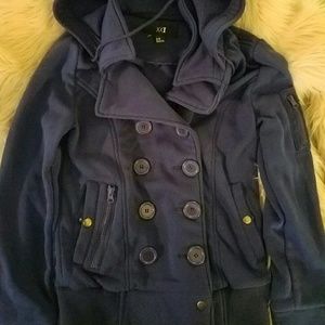 Button Up Hooded Pea Coat (forever21)