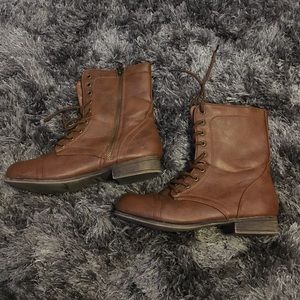 Brown combat boots