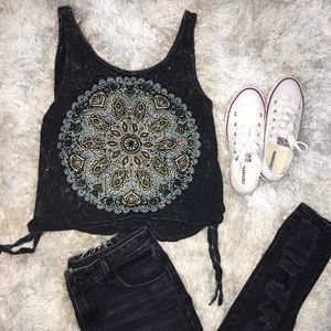 Distressed Flower of Life Tie Tank