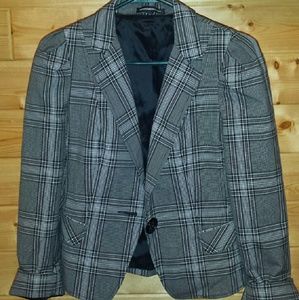 Express black and grey plaid blazer