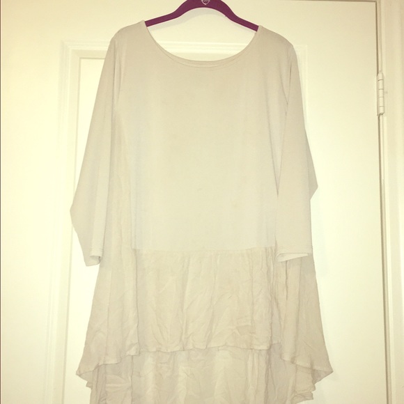 Tan Lane Bryant hi low ruffle top