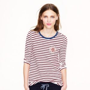 J. Crew Retail Stripe painter tee jeweled brooch