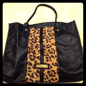 Black and leopard print purse