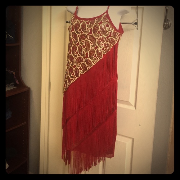 FLAPPER DRESS - red and gold !