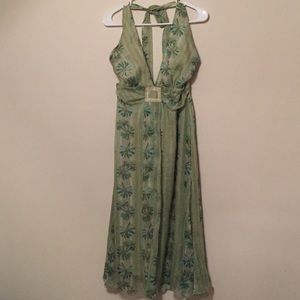 Green daisy halter dress