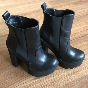Black pleather booties
