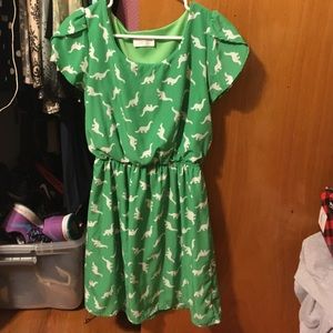 Green dinosaur dress